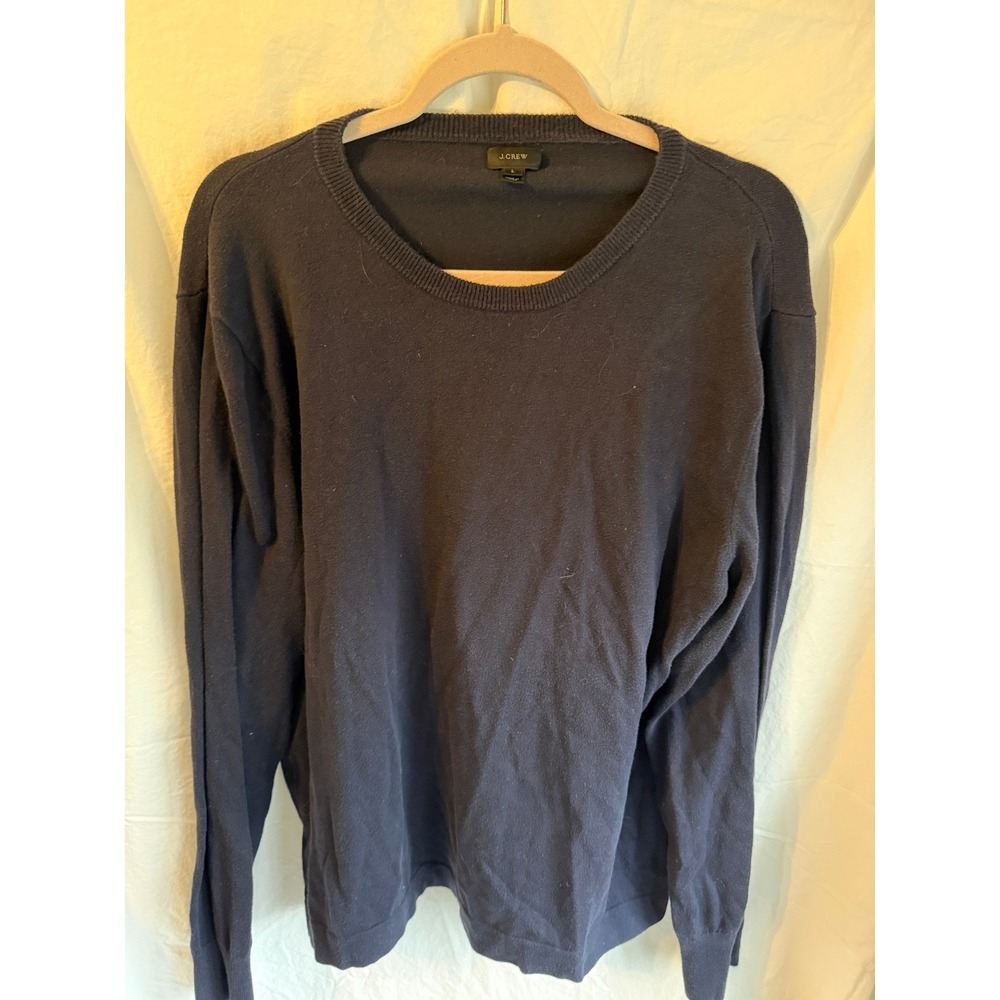 J.Crew Mens Navy Blue Crewneck Sweater Long Sleeve Knit Pullover Size Large